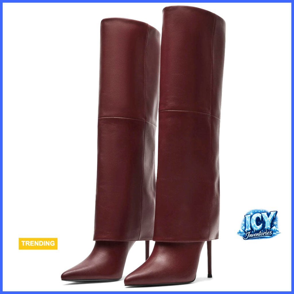 Knee High Boots With Stiletto Heel And Pointed Toe In Polyurethane